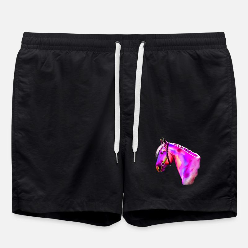 Neon-Pferdekopf Aquarell - Badeshorts - Schwarz