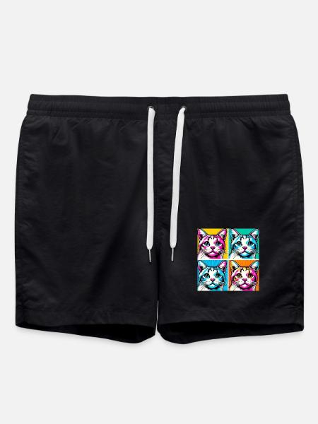 Chat Pop Art - Short de bain - noir