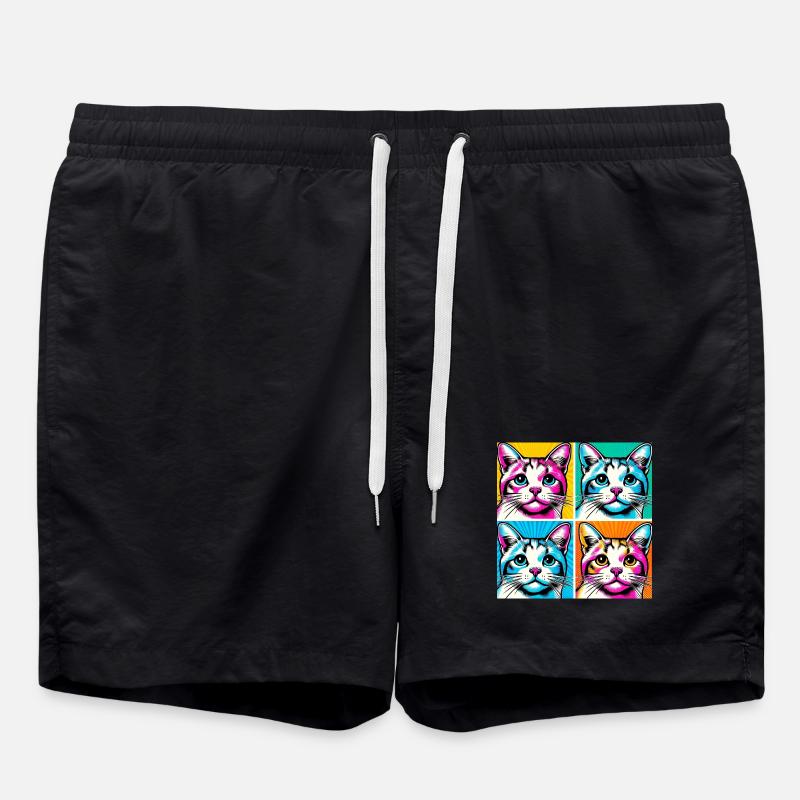Chat Pop Art - Short de bain - noir