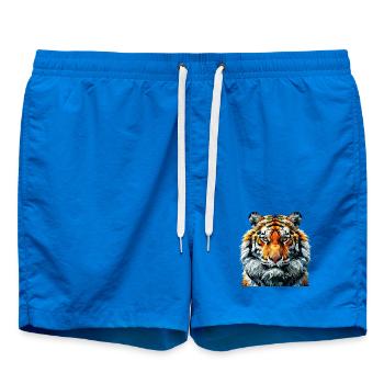 Geometric Lion Head Art Print - Swim Trunks - cobalt blue - Front