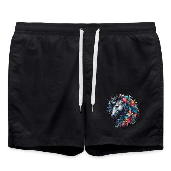 Pferd - Badeshorts - Schwarz - Vorne - AI Model Male 185 light (185cm)