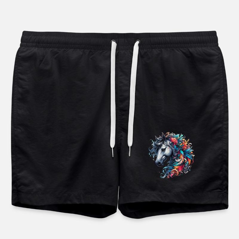 Pferd - Badeshorts - Schwarz