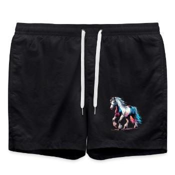 Pferd - Badeshorts - Schwarz - Vorne - AI Model Male 185 light (185cm)
