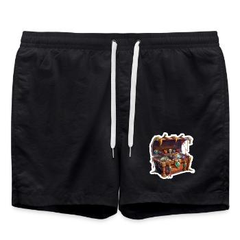 Coffre au trésor Loot RPG Jeu de rôle Shirt de jeu de rôle - Short de bain - noir - Devant - AI Model Male 185 light (185cm)