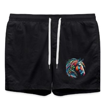 Pferd - Badeshorts - Schwarz - Vorne - AI Model Male 185 light (185cm)
