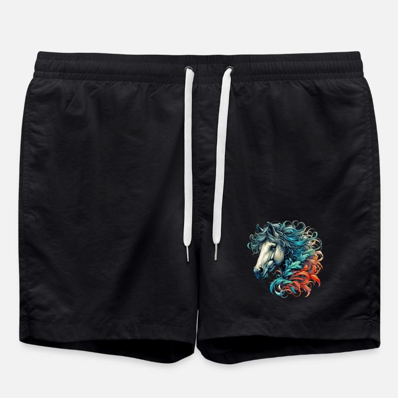 Pferd - Badeshorts - Schwarz