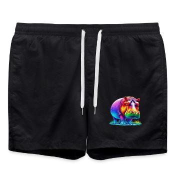 Nilpferd - Badeshorts - Schwarz - Vorne - AI Model Male 185 light (185cm)