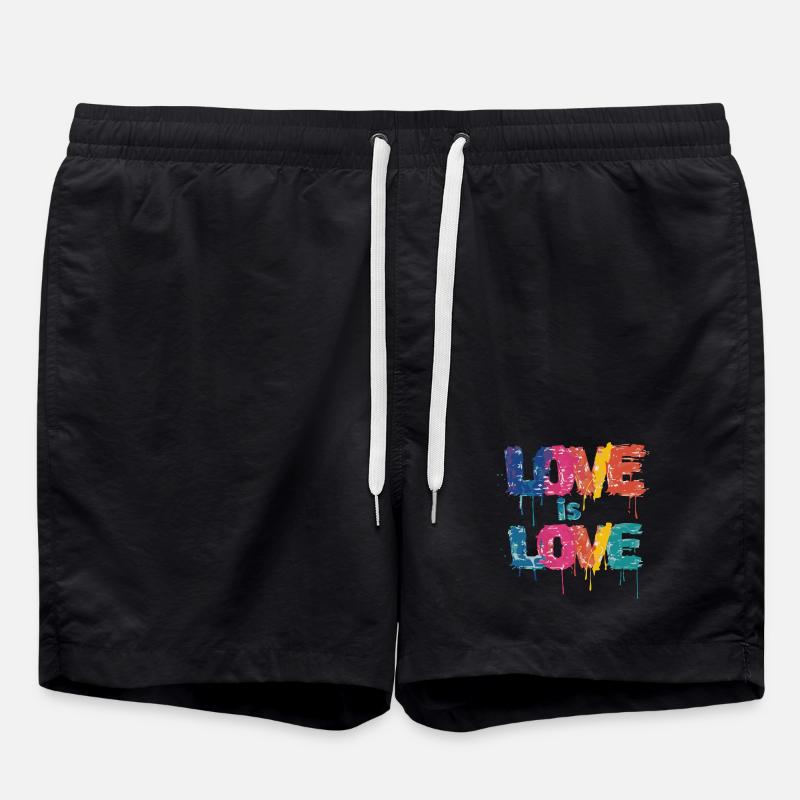 Farbenfrohes Graffiti mit Love Schriftzug - Badeshorts - Schwarz
