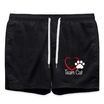 Team Cat mit Herzchen - Badeshorts - Schwarz - Vorne - AI Model Male 185 light (185cm)