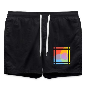 Jeu géométrique de couleurs - Short de bain - noir - Devant - AI Model Male 185 light (185cm)