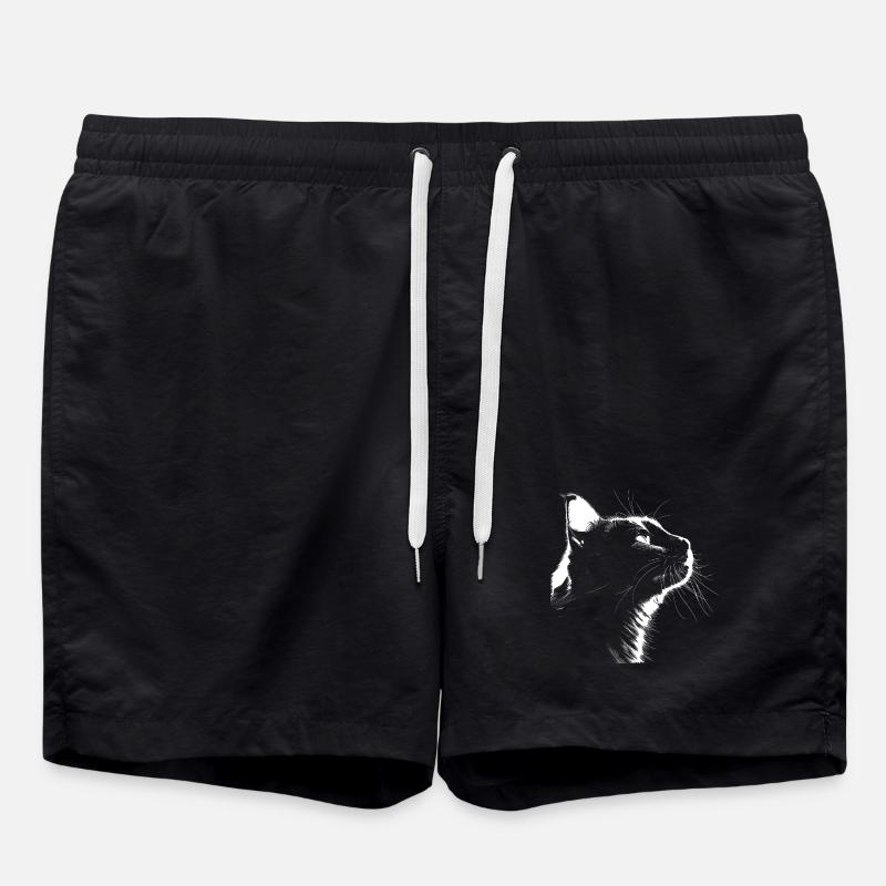 Silhouette Cat - Swim Trunks - black