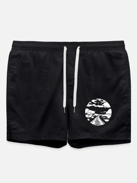 Railway Drawing - Swim Trunks - black