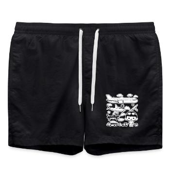 Avions style dessin animé - Short de bain - noir - Devant - AI Model Male 185 light (185cm)