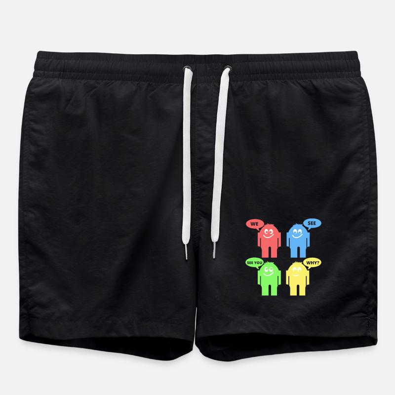 Lustige Männchen - Badeshorts - Schwarz