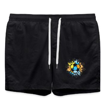 Fußball Sonne Farben Farbexplosion Ball Mannschaft - Badeshorts - Schwarz - Vorne - AI Model Male 185 light (185cm)