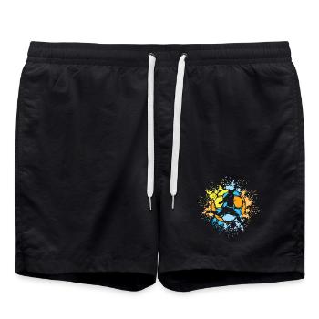 Football Couleur Explosion Joueur Soleil Couleurs Vives - Short de bain - noir - Devant - AI Model Male 185 light (185cm)