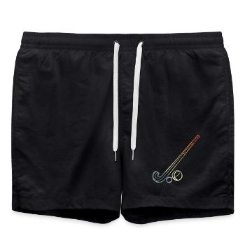 Feldhockeyschläger und Ball Skizze - Badeshorts - Schwarz - Vorne - AI Model Male 185 light (185cm)