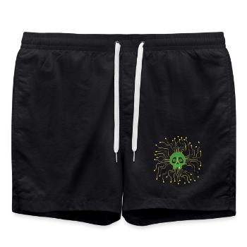 Microprocessor skull - Swim Trunks - black - Front - AI Model Male 185 light (185cm)