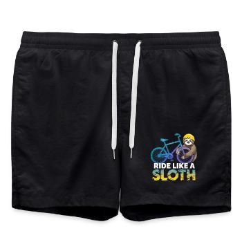 Faultier Biker mit Helm - Badeshorts - Schwarz - Vorne - AI Model Male 185 light (185cm)