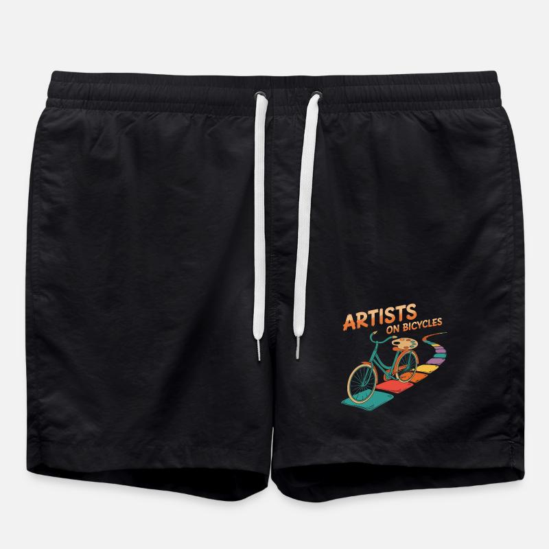 Artists on Bicycles - Swim Trunks - black