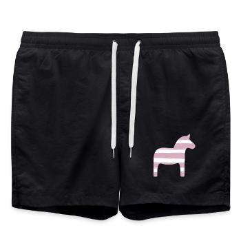 Dala Horse Stripe Pink Girl Scandinavian Decoration - Swim Trunks - black - Front - AI Model Male 185 light (185cm)