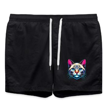 Chat - Short de bain - noir - Devant - AI Model Male 185 light (185cm)