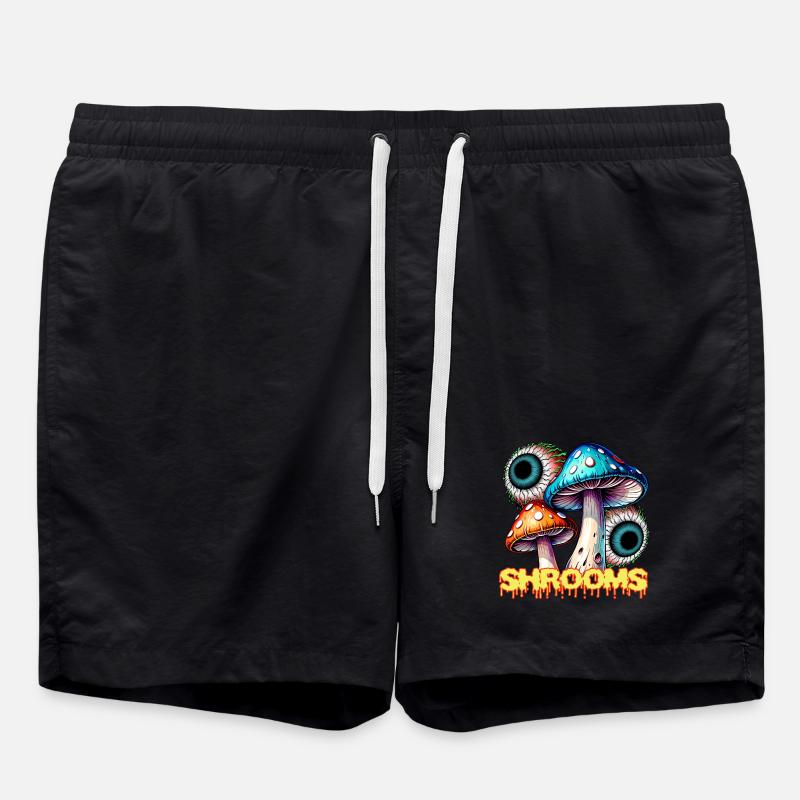 Psychedelic Mushrooms Eye Illusion Art - Swim Trunks - black