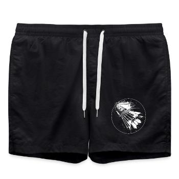 Federball Skizze - Badeshorts - Schwarz - Vorne - AI Model Male 185 light (185cm)