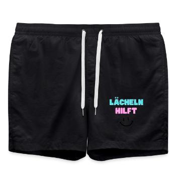 Lächeln hilft - Badeshorts - Schwarz - Vorne - AI Model Male 185 light (185cm)