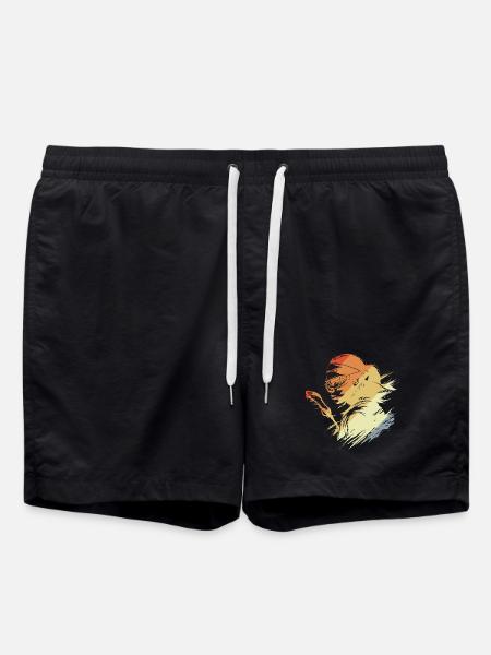 Retro Lacrosse Player - Swim Trunks - black