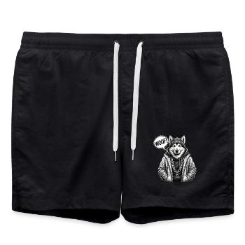 Sweat à capuche Wolfhound Streetwear - Short de bain - noir - Devant - AI Model Male 185 light (185cm)