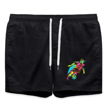 Soccer Player Retrowave - Swim Trunks - black - Front - AI Model Male 185 light (185cm)