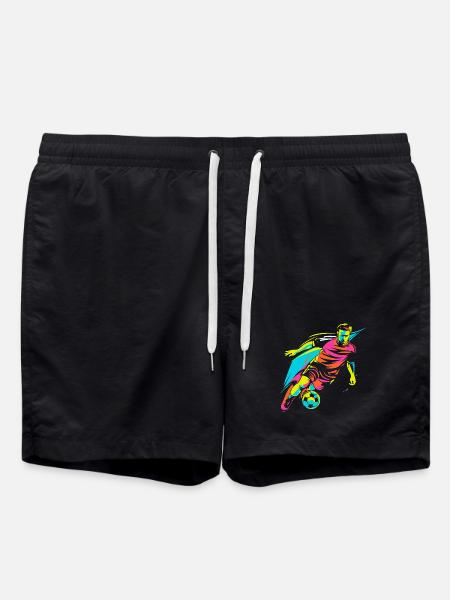 Soccer Player Retrowave - Swim Trunks - black