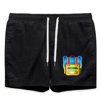 Cartable rétro coloré pour les enfants cool - Short de bain - noir - Devant - AI Model Male 185 light (185cm)
