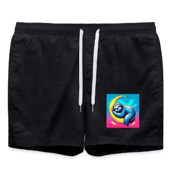Faultier schläft auf dem Mond - Badeshorts - Schwarz - Vorne - AI Model Male 185 light (185cm)