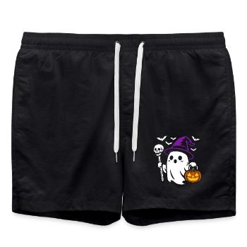 Ghost, Halloween Party Costume - Pumpkin - Swim Trunks - black - Front - AI Model Male 185 light (185cm)