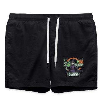 Witch with Potions and Periodic Table - Swim Trunks - black - Front - AI Model Male 185 light (185cm)