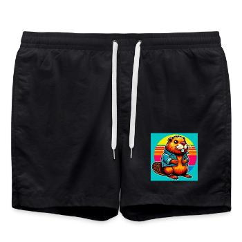 beaver - Swim Trunks - black - Front - AI Model Male 185 light (185cm)