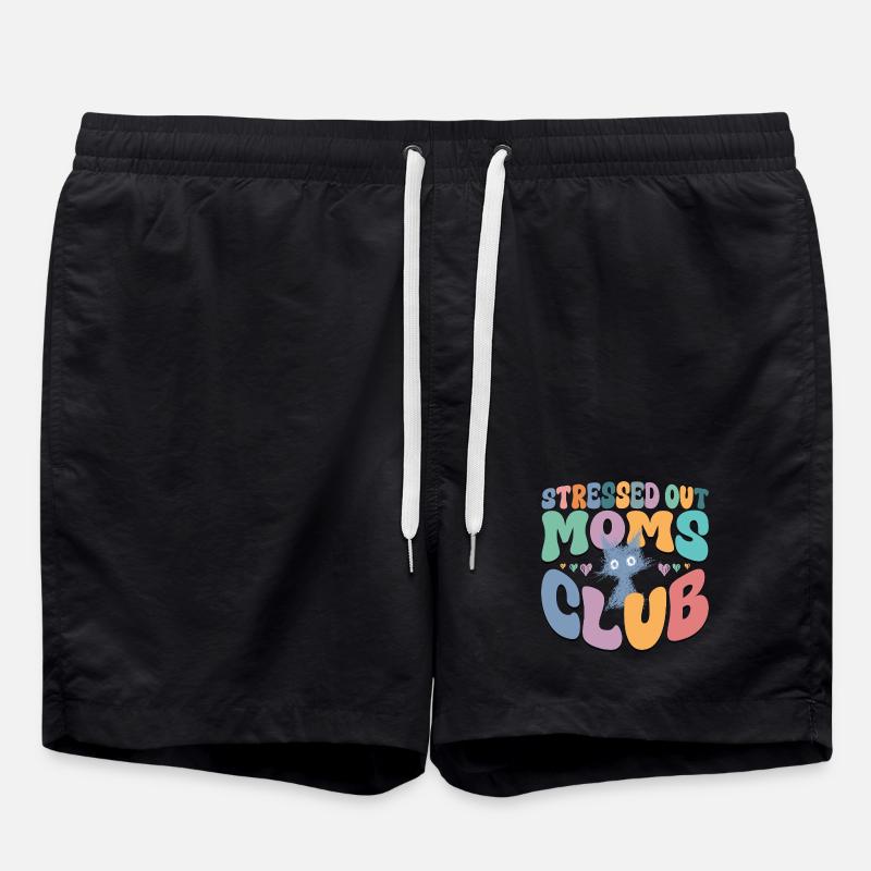 Mom Life Graphic Tee - Swim Trunks - black