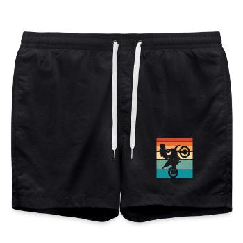 Motocross Retro Motorsport - Badeshorts - Schwarz - Vorne - AI Model Male 185 light (185cm)