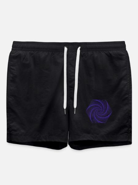 Spiral in hexagonal pattern - Swim Trunks - black