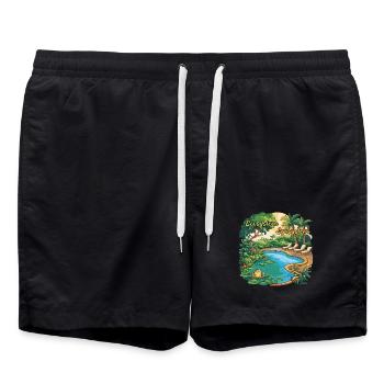 Ecosystem vs Egosystem Design Humor Environment - Swim Trunks - black - Front - AI Model Male 185 light (185cm)