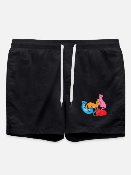 Sea Otter Cartoon Otter - Swim Trunks - black