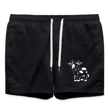funny cow t-shirt gift farmer - Swim Trunks - black - Front - AI Model Male 185 light (185cm)