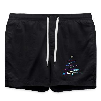 Christmas Tree One-Line Design – Modern & Colorful - Swim Trunks - black - Front - AI Model Male 185 light (185cm)