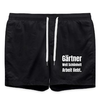 Gärtner – Weil Schönheit Arbeit liebt - Badeshorts - Schwarz - Vorne - AI Model Male 185 light (185cm)