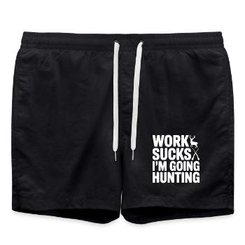 Le boulot craint Je vais à la chasse - Short de bain - noir - Devant - AI Model Male 185 light (185cm)