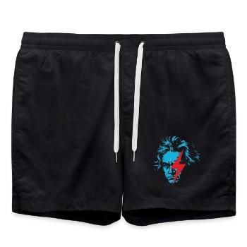 Visage bleu Beethoven avec éclair rouge - Short de bain - noir - Devant - AI Model Male 185 light (185cm)