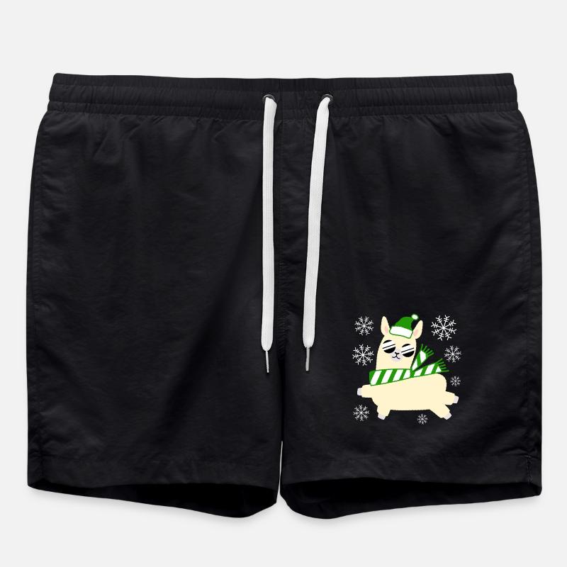 Llama – Weihnachten - Badeshorts - Schwarz