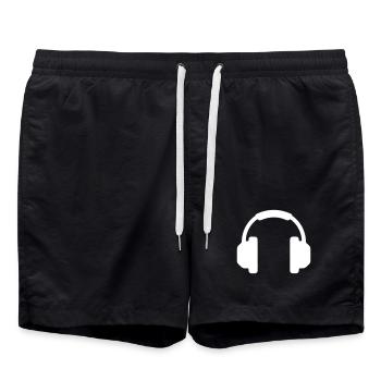 Casque Musique DJ Icône Gaming Vector - Short de bain - noir - Devant - AI Model Male 185 light (185cm)